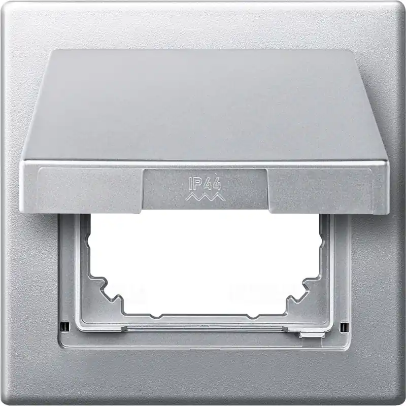 Kiváló minőség MERTEN Egyes keret csapófedéllel, 2P+F csatlakozóaljzatokhoz, IP44, System-M, alumínium 478060 Schneider