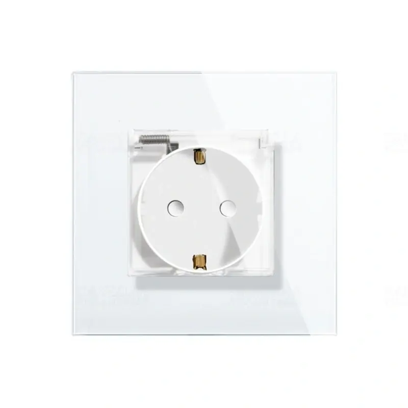 Autentikus LUXION 2P+F CSF csapfedeles csatlakozóaljzat üveg kerettel, BLISZTERES, fehér LXD-1MP049G-W