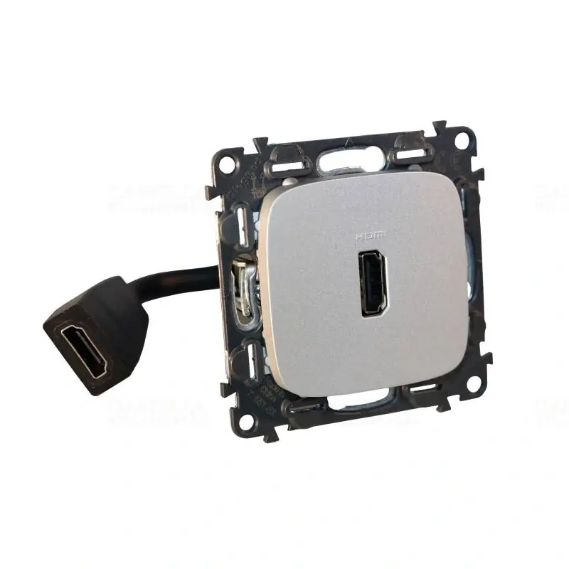 Olcsó Legrand 755167 Valena Allure elővezetékelt HDMI 1.4 típusú csatlakozóaljzat, 15 cm kábellel szállítva, alumínium