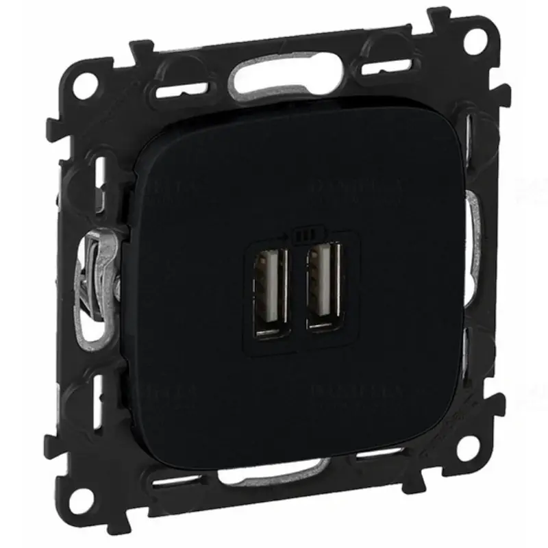 Legrand 754998 Valena Allure kettős USB töltőaljzat, burkolattal, fekete Rendeld meg most