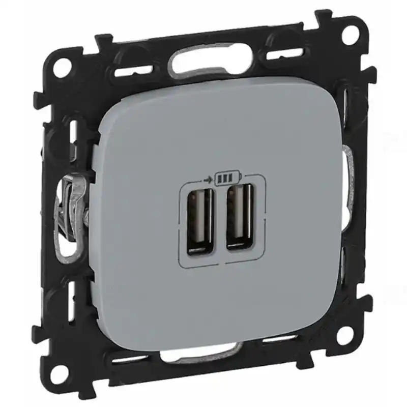 Gyors szállítás Legrand 754997 Valena Allure kettős USB töltőaljzat, burkolattal, alumínium