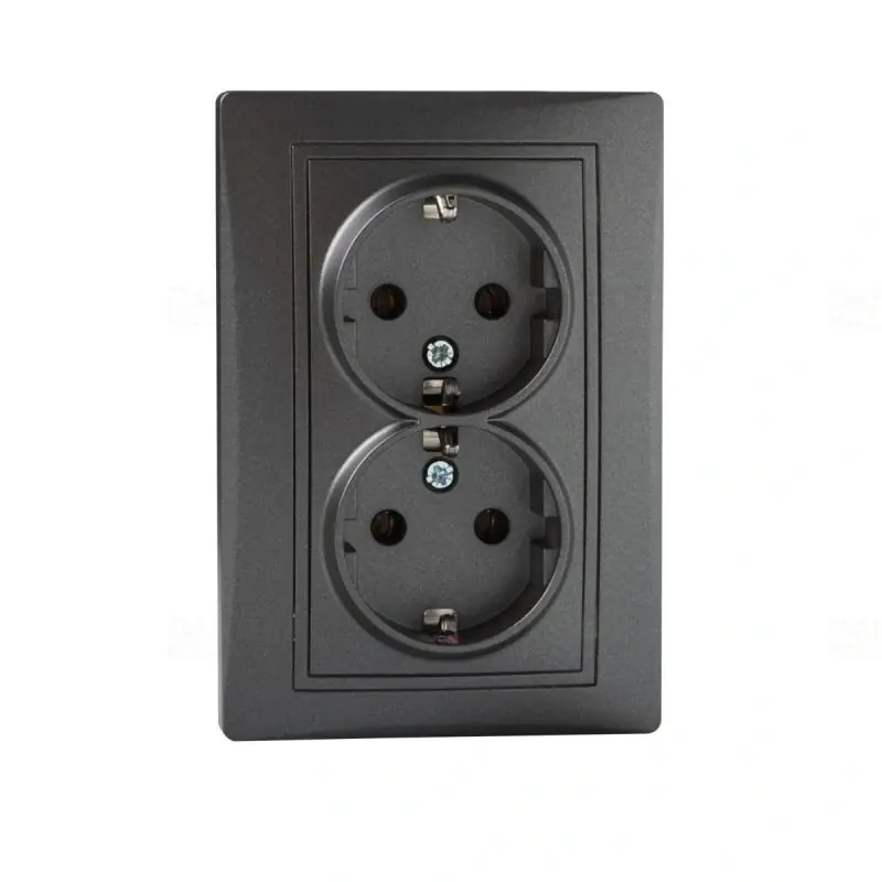 DOMO 01-1270-141 gr Schuko földelt dupla dugalj komplett grafit Kanlux 24917 Rendeld meg most