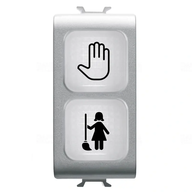 Gyors szállítás Chorus titánium Dupla jelzőlámpa, opál Ne zavarjanak+takarítást kérek szimbólumokkal) 1 modulos GW14736 Gewiss