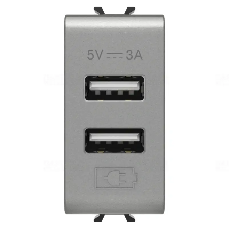 Chorus titánium USB töltő A+A típus 3A 1 modulos GW14447 Gewiss Akció