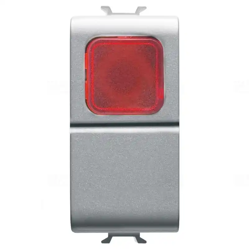 Rendeld meg most Chorus titánium Nyomógomb piros fénykibocsátó lencsével, LED nélkül, NO 16A, 1 modulos GW14143 Gewiss