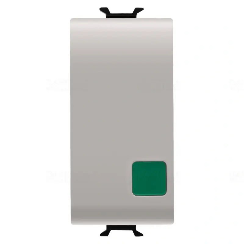 Prémium Chorus természetes bézs Nyomógomb zöld fénykibocsátó lencsével, LED nélkül, NO+NC 16A, 1 modulos GW13139 Gewiss