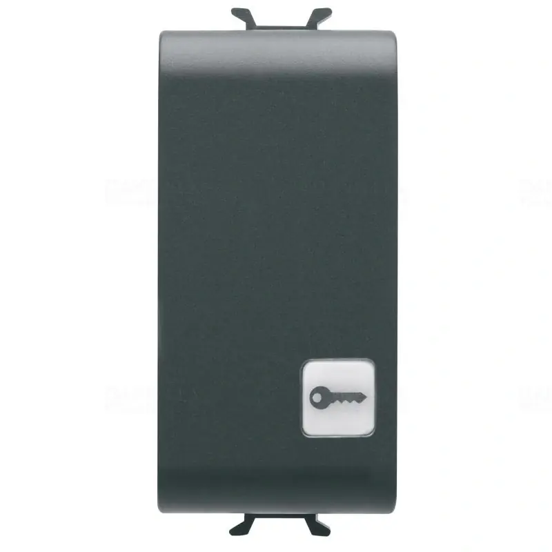 Olcsó Chorus matt fekete Nyomógomb jelzőfényezhető, cserélhető szimbólum lencsével, kulcs jellel, NO 16A, 1 modulos GW12152 Gewiss