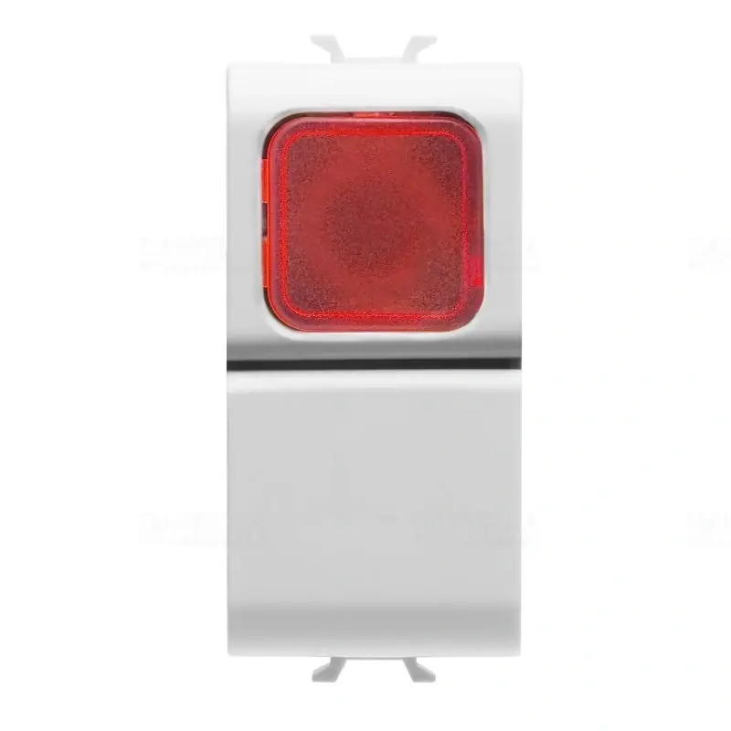 Chorus fényes fehér Nyomógomb piros fénykibocsátó lencsével, LED nélkül, NO 16A, 1 modulos GW10143 Gewiss Gyors szállítás