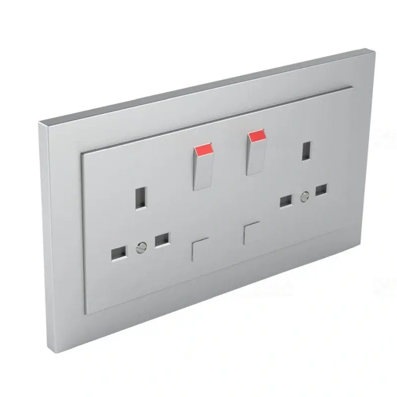 90344_CAL Komplett dupla csatlakozóaljzat (brit típusú) alumínium, Elko Ep Csak ma