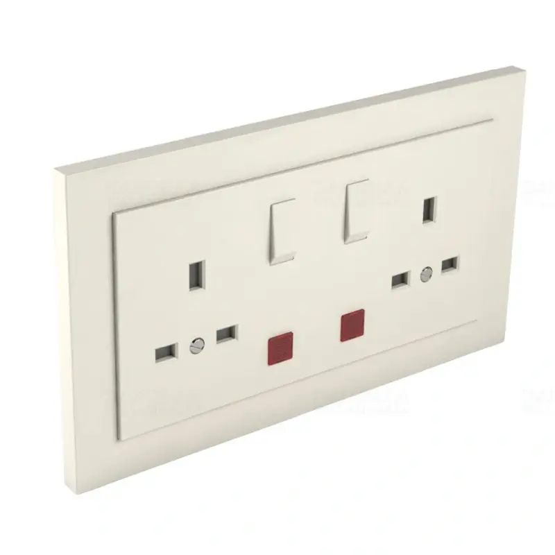 90343_CMF Komplett dupla csatlakozóaljzat visszajelzővel (brit típusú) elefántcsont, Elko Ep Kiváló minőség