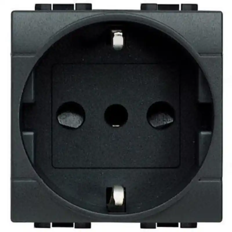 Népszerű BTICINO Living L4140 2P+F csatlakozóaljzat 2 modulos, (GYV) biztonsági zsalus, 16A, antracit