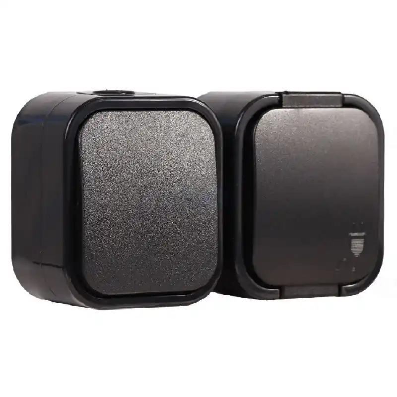 Hydra+ kültéri Kapcsoló+dugalj IP54, 10A+16A 250V, fekete 321672 Újdonság