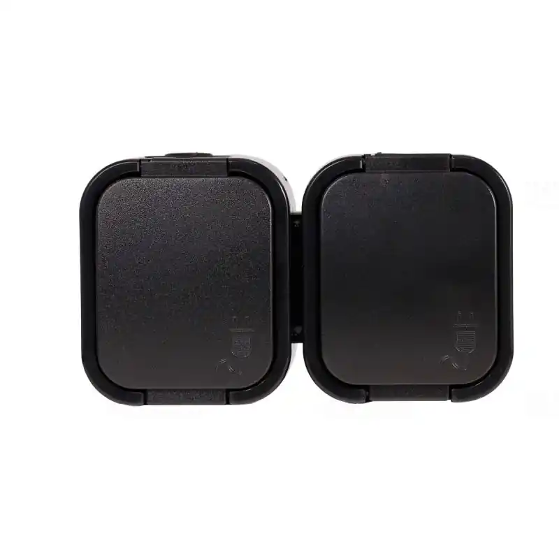 Hydra+ kültéri 2-es földelt dugaszolóaljzat csapófedéllel , IP54, fekete 321666 Olcsó