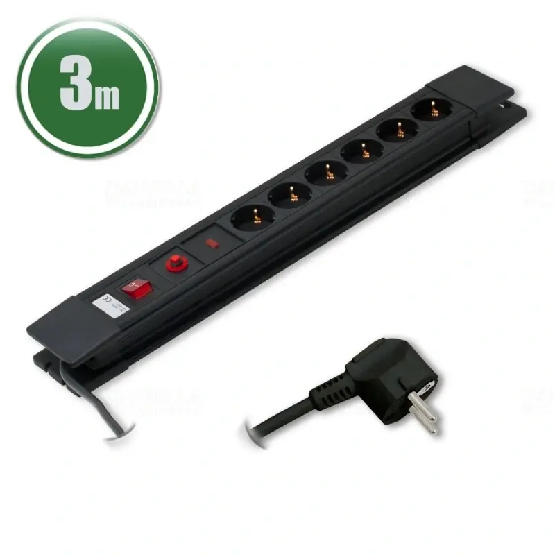 Korlátozott ajánlat Hálózati elosztó 6db aljzat 3fm vezetékkel, biztonsági zsalus, túlfeszültség és túláram elleni védelemmel, fekete 20249