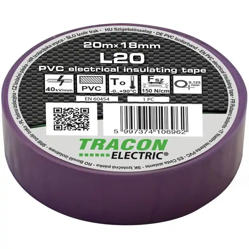 Szigetelő szalag 20x19 lila Tracon L20 Népszerű