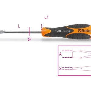 Pénzvisszafizetés 1290INOX 6,5X150 Csavarhúzó hasítottfejű csavarokhoz, nemesacél - Beta - 012900451
