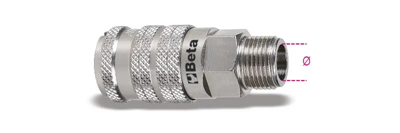 Rendeld meg most 1917 JM Univerzális golyórögzítésű gyorscsatlakozó hüvely ázsiai modellekhez külső GAS menet, hengeres BSP 1/2" - Beta - 019170412