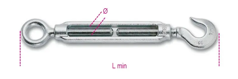 Pénzvisszafizetés 8006Z M16 Feszítőszerelvény horoggal és szemmel, galvanizált - Beta - 080060116