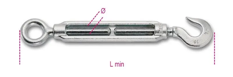 Pénzvisszafizetés 8006Z-K Feszítőszerelvény horoggal és szemmel, galvanizált - Beta - 080069305