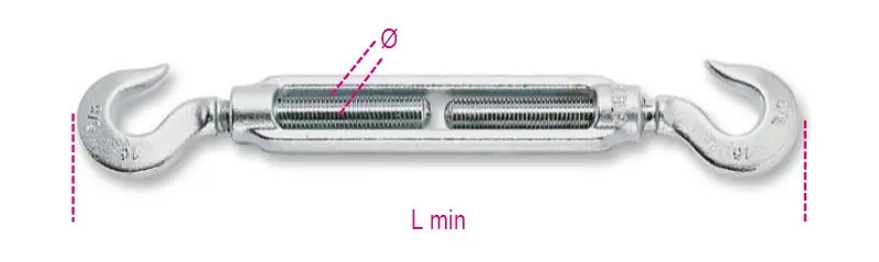 Kiváló minőség 8007Z M14 Mindkét oldalon horgos feszítőszerelvény, galvanizált - Beta - 080070114